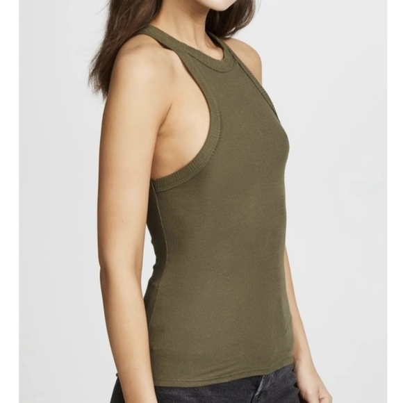 🆕 Free People Ribbed Green Racerback Tanktop - Picture 3 of 10